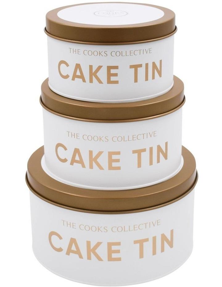 The Cooks Collective Baking Cake Tins Set of 3 in White/Gold White