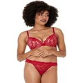 Pleasure State My Fit Lace Graduated Push up Plunge Bra in Jester Red 12 DD