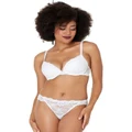 Pleasure State My Fit Lace Graduated Push up Plunge Bra in White 12 DD