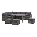 Gardeon Outdoor Dining 9 Seater Sofa Set In Grey