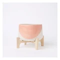 Vue Halden Ceramic Planter with Bamboo Stand 25cm in Pink/White Pink