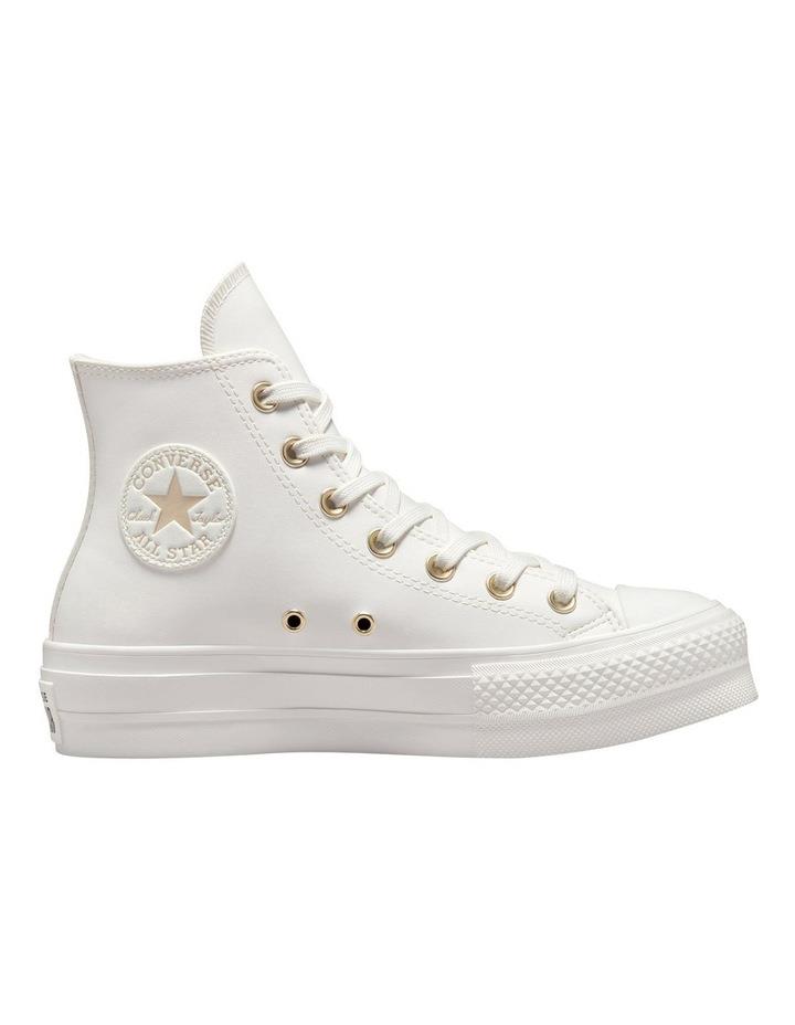 Converse Converse CTAS Lift Synthetic Leather in White/Gold White 9