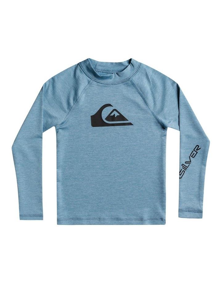 Quiksilver All Time Long Sleeve Surf Tee in Provincial Blue Heather Blue 2