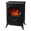 LENOXX Electric Fireplace Heater with Real Flame in Black