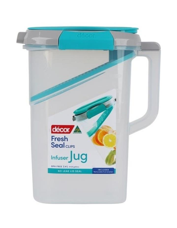 Decor Fresh Seal Clips Food Storage infuser Jug 2.4L in Clear/Teal Clear