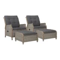 Gardeon 2 Piece Wicker Outdoor Garden Recliner Chair Set in Grey