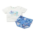 Little Green & Co Jersey Tee & Nappy Cover Set in Marine Crew Blue 000