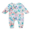 Little Green & Co Jersey Footless Onesie in Coral Garden Coral 1