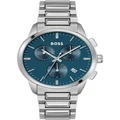 Hugo Boss Dapper Men's Qtz Chronograph Watch 1513927 in Stainless Steel Blue