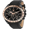Maserati Traguardo Leather Chronograph Watch R8871612036 in Black