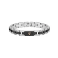 Maserati Stainless Steel Bracelet with Black Carbon Fibre Highlights Silver