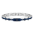 Maserati Stainless Steel Bracelet with Blue Carbon Fibre Highlights Silver