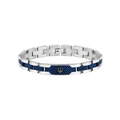 Maserati Stainless Steel Bracelet with Blue Carbon Fibre Highlights Silver