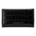Mocha Bindi Croc-Embossed Mini Wallet in Black