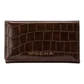 Mocha Bindi Croc-Embossed Mini Wallet in Chocolate