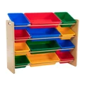 Gem Toys Kids Organiser Shelf Storage Rack for Toys 12 Multicoloured Bins Assorted