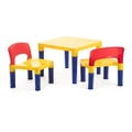 Gem Toys Kids Table & 2 Chairs Plastic Set in Blue, Red & Yellow Assorted