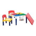 Gem Toys Children's 2-in-1 Building Blocks Table & Chairs Set with 100 Blocks Assorted