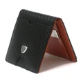 La Enviro Yamba Vegan Minimalist Slim Bifold Front Pocket Wallet in Black/Tan Two Tone