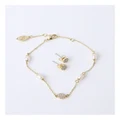 Trent Nathan Heirloom Gold Plated Bracelet & Earring Gift Box Set in Gold Pearl
