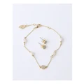 Trent Nathan Heirloom Gold Plated Bracelet & Earring Gift Box Set in Gold Pearl