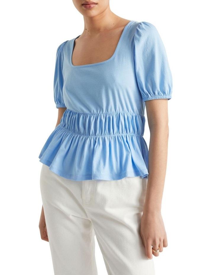 Seed Heritage Square Neck Ruched Tee Blue XXS