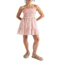 Seed Heritage Voile Floral Shirred Mini Dress Pink 16