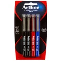 Artline Fineline 200 Fine 0.4mm Writing Pen 4 Piece in Multi Assorted