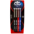 Artline Fineline 200 Fine 0.4mm Writing Pen 4 Piece in Multi Assorted