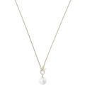 Gregory Ladner Long Snake Chain Necklace with Pearl Fob in Gold