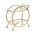 Cooper & Co Remy Steel Bar Cart with Glass Rack in Gold