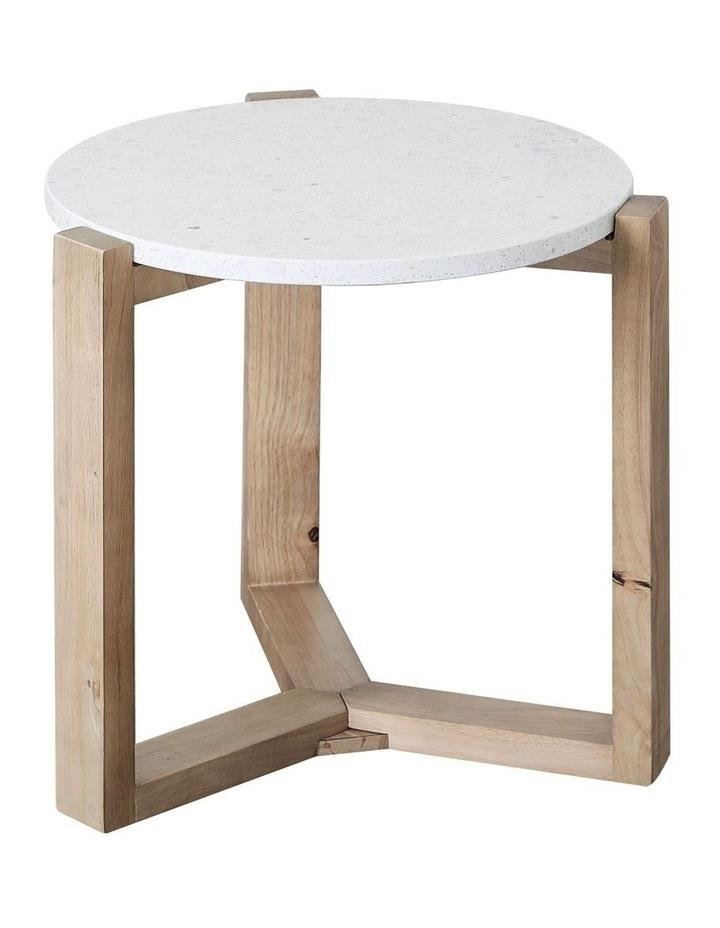 Cooper & Co Sass Terrazzo Side Table 48cm in White/Oak White
