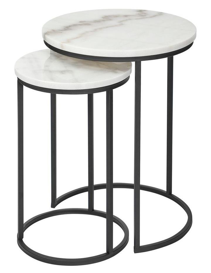 Cooper & Co Marble Ada Nested Side Table Set in White/Black White