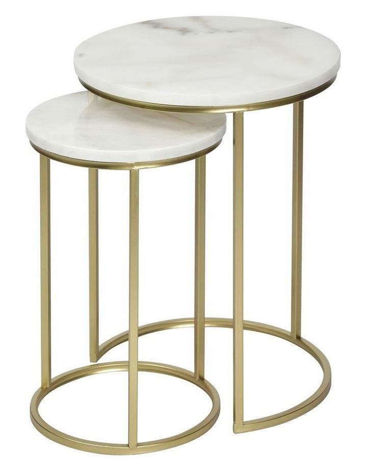 Cooper & Co Marble Ada Nested Side Table Set in White/Gold
