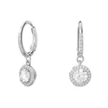Swarovski Constella Drop Earrings Round Cut Pave Rhodium Plated in White