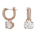 Swarovski Constella Drop Earrings Round Cut Rose Gold-Tone Plated in White