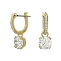 Swarovski Constella Drop Earrings Round Cut Gold-Tone Plated in White