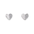 Pure Elements Dainty Heart Half Polished & CZ Studs in Silver