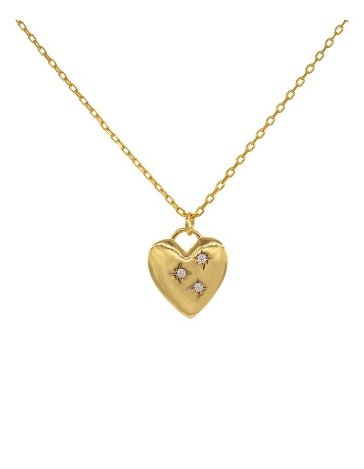 Pure Elements Puff Heart Shape CZ Stars Necklace in Gold