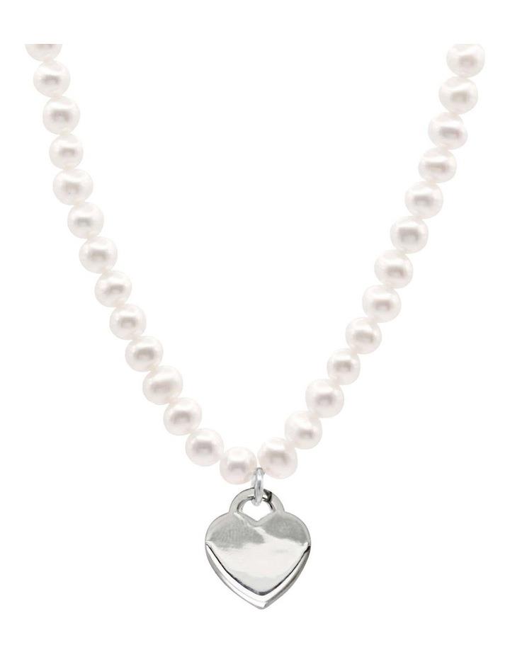 Pure Elements Heart Disc Pearl Necklace in Silver