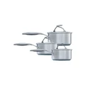 Circulon S-Series Nonstick Induction 3 Piece Saucepan Set in Stainless Steel Silver