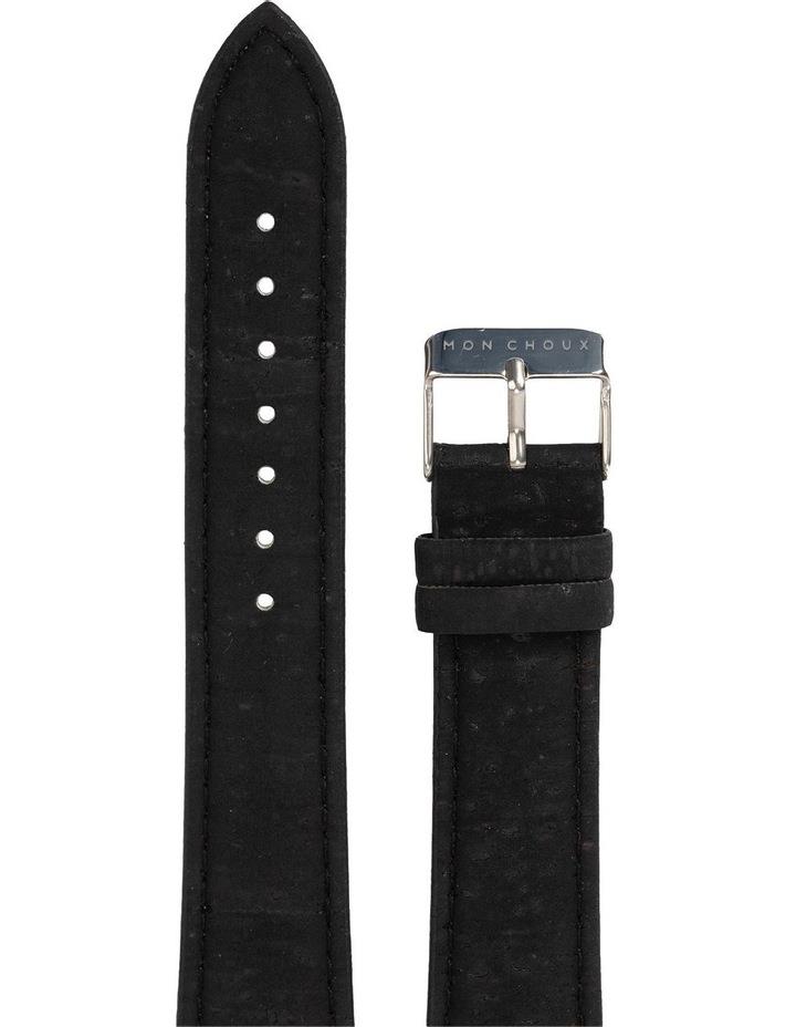 Mon Choux Cork Leather Vegan Watch Strap 18mm in Black/Silver Black