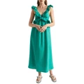 Seed Heritage Linen Frill Detail Maxi Dress Green 16