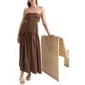 Seed Heritage Satin Cut Out Maxi Dress Brown 14