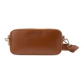 Mocha Alicia Glossy Leather Double Zip Bag in Brown Tan