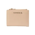 Mocha Kristin Mini Leather Wallet in Cream