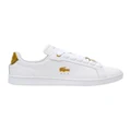 Lacoste Carnaby Pro Leather Sneaker in White/Gold White 3