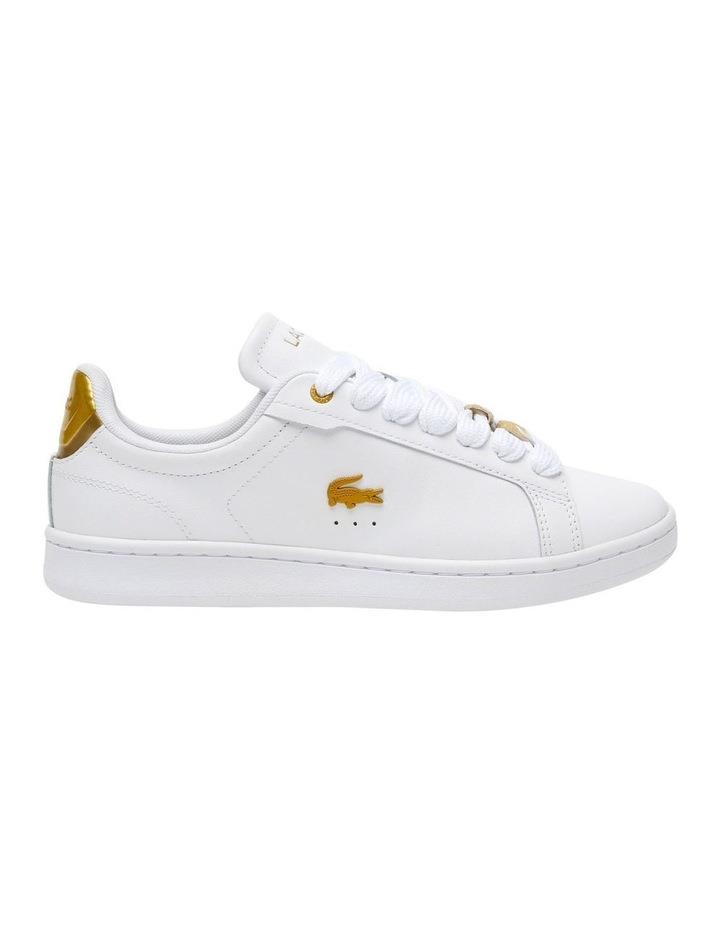 Lacoste Carnaby Pro Leather Sneaker in White/Gold White 5