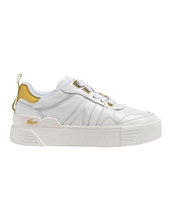 Lacoste L002 Leather Sneaker in White/Gold White 4