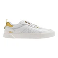 Lacoste L002 Leather Sneaker in White/Gold White 5